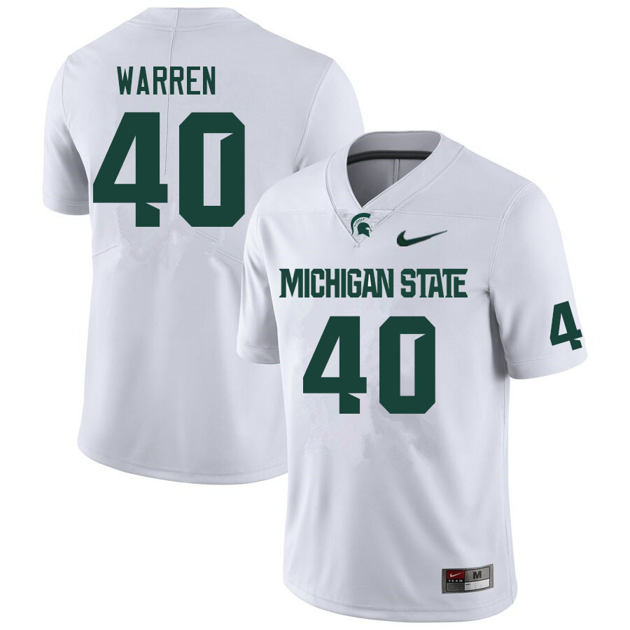Men #40 Powers Warren Michigan State Spartans College Football Jerseys Sale-White